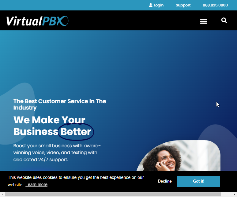 Virtual PBX Website Screenshot