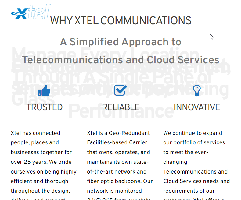 Xtel Website Screenshot