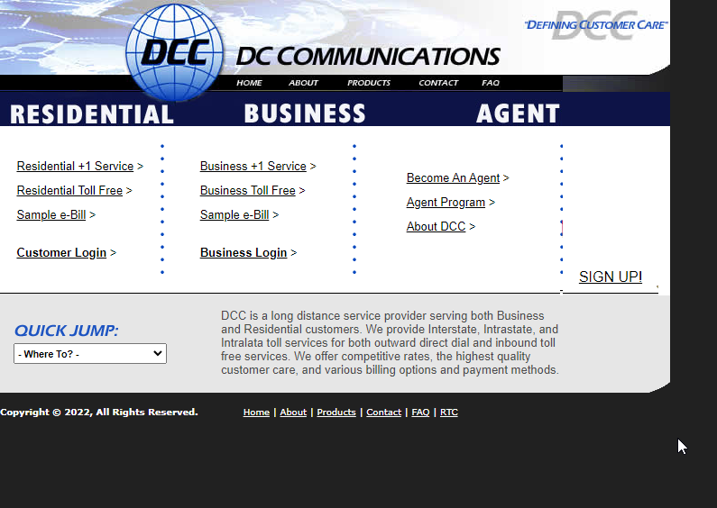 DC Communications Website Screenshot