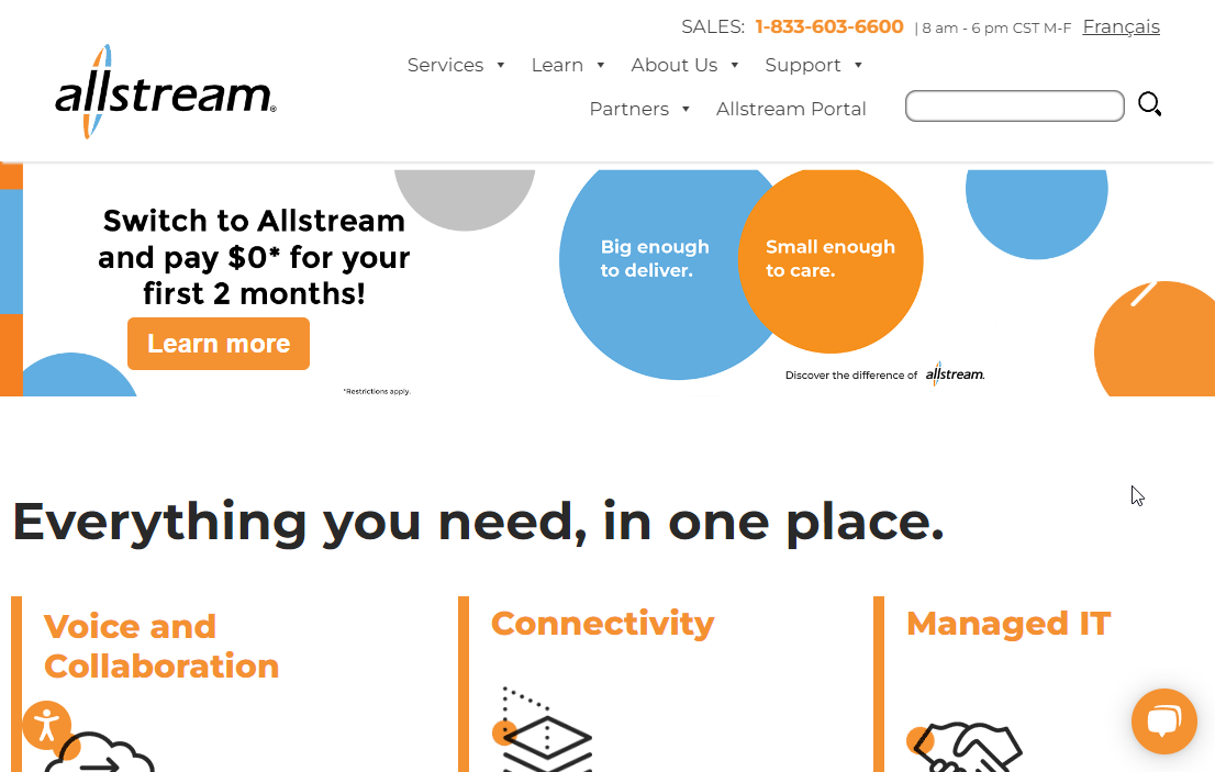 Allstream Website Screenshot