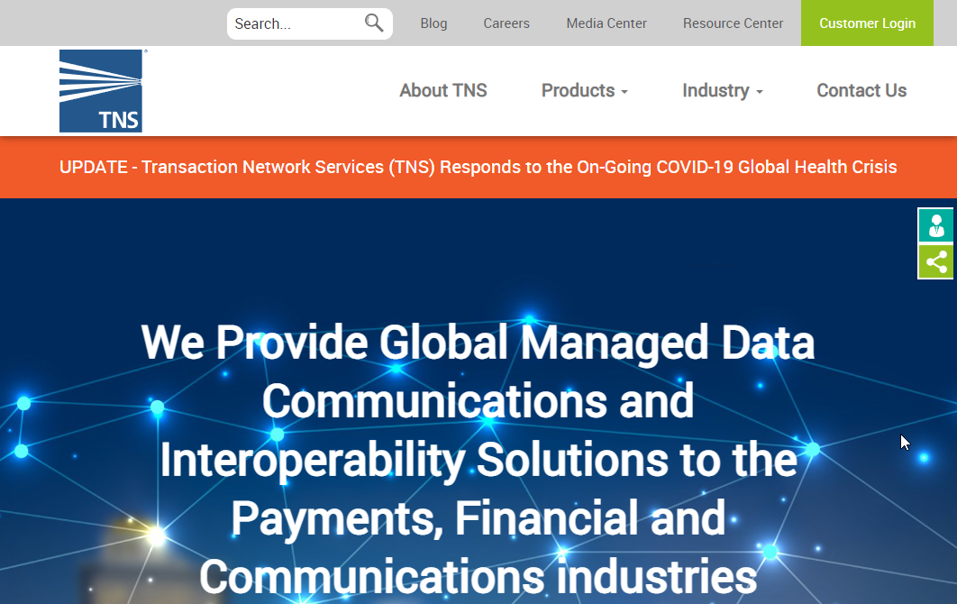 Transaction Network Services Website Screenshot