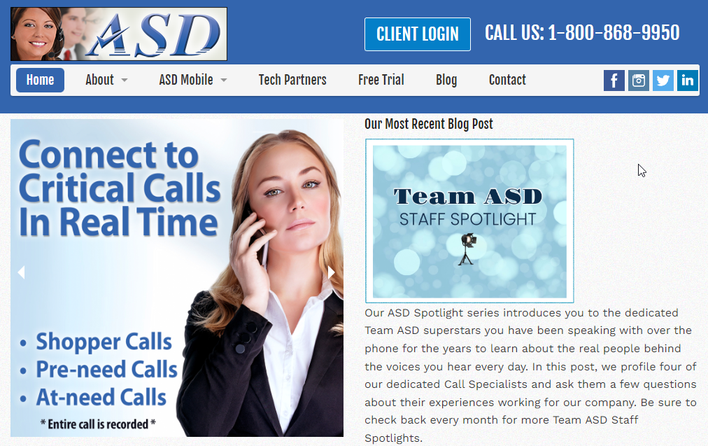 ASD INC Website Screenshot