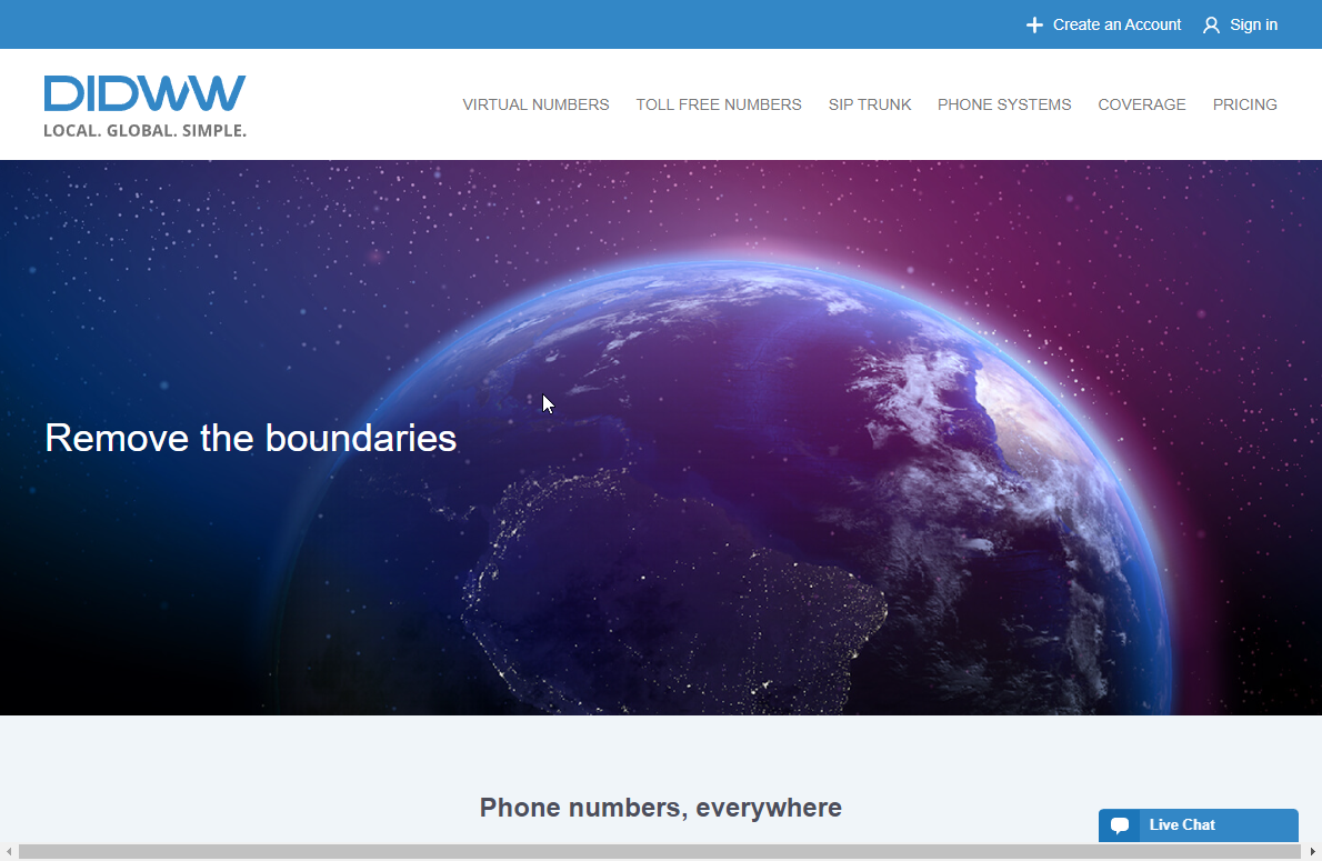 DIDWW Website Screenshot