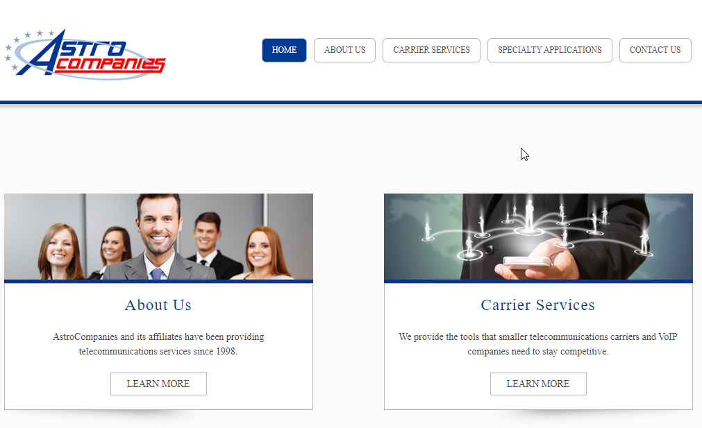 Astro Companies Website Screenshot