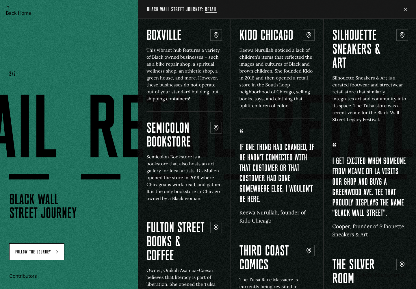 The V2 Retail reading panel groups business stories and quotations under a single theme.
