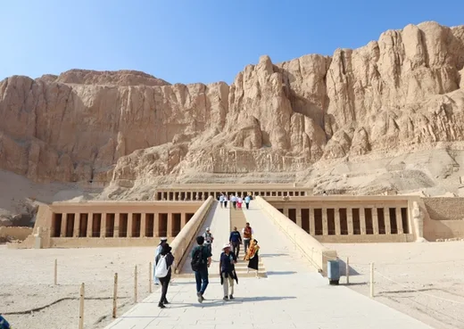 Mortuary Temple of Queen Hatshepsut in Luxor beneath the cliffs of Deir el-Bahari
