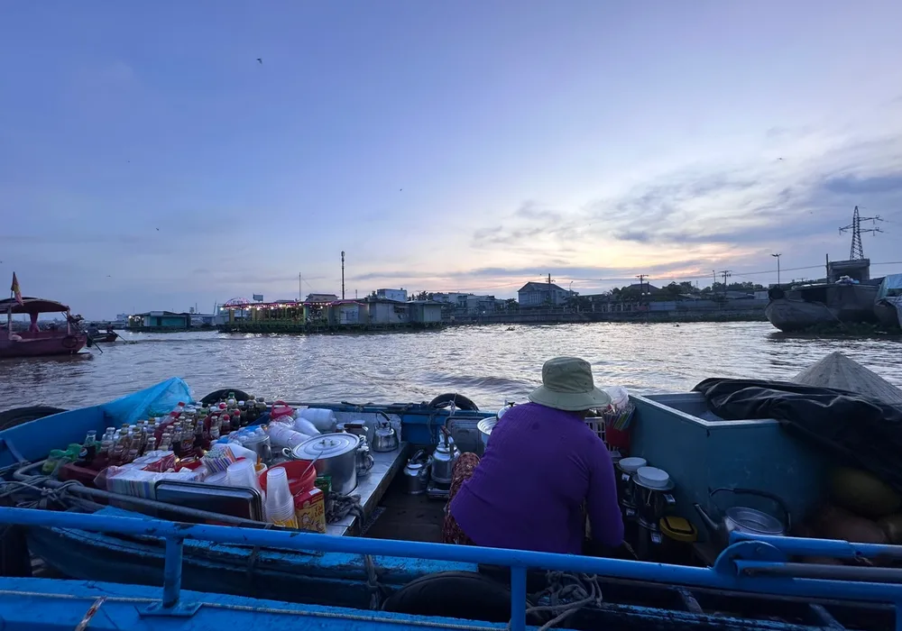 Early morning boat trip through the Mekong Delta in Vietnam