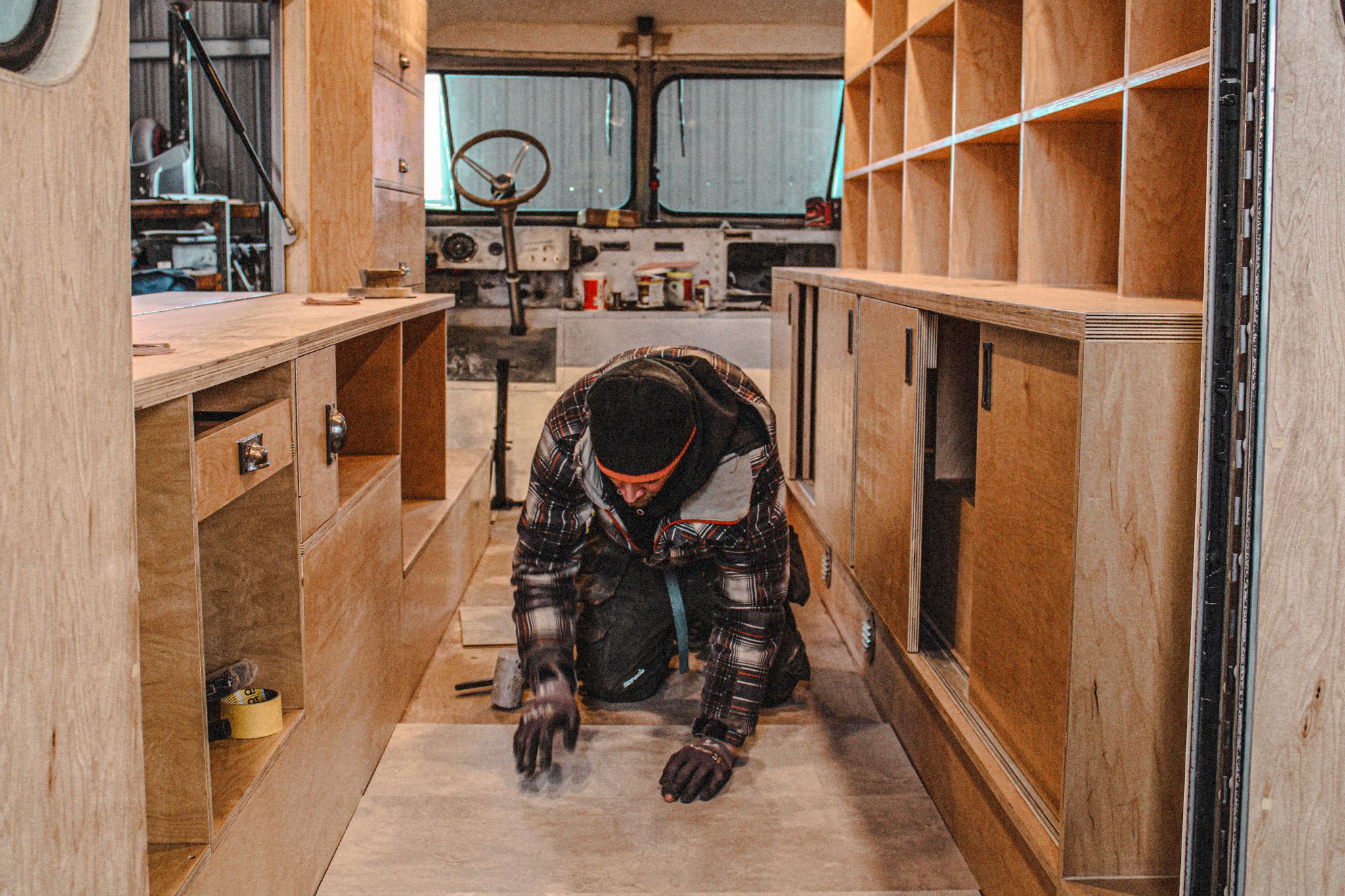 Workshop with shelves