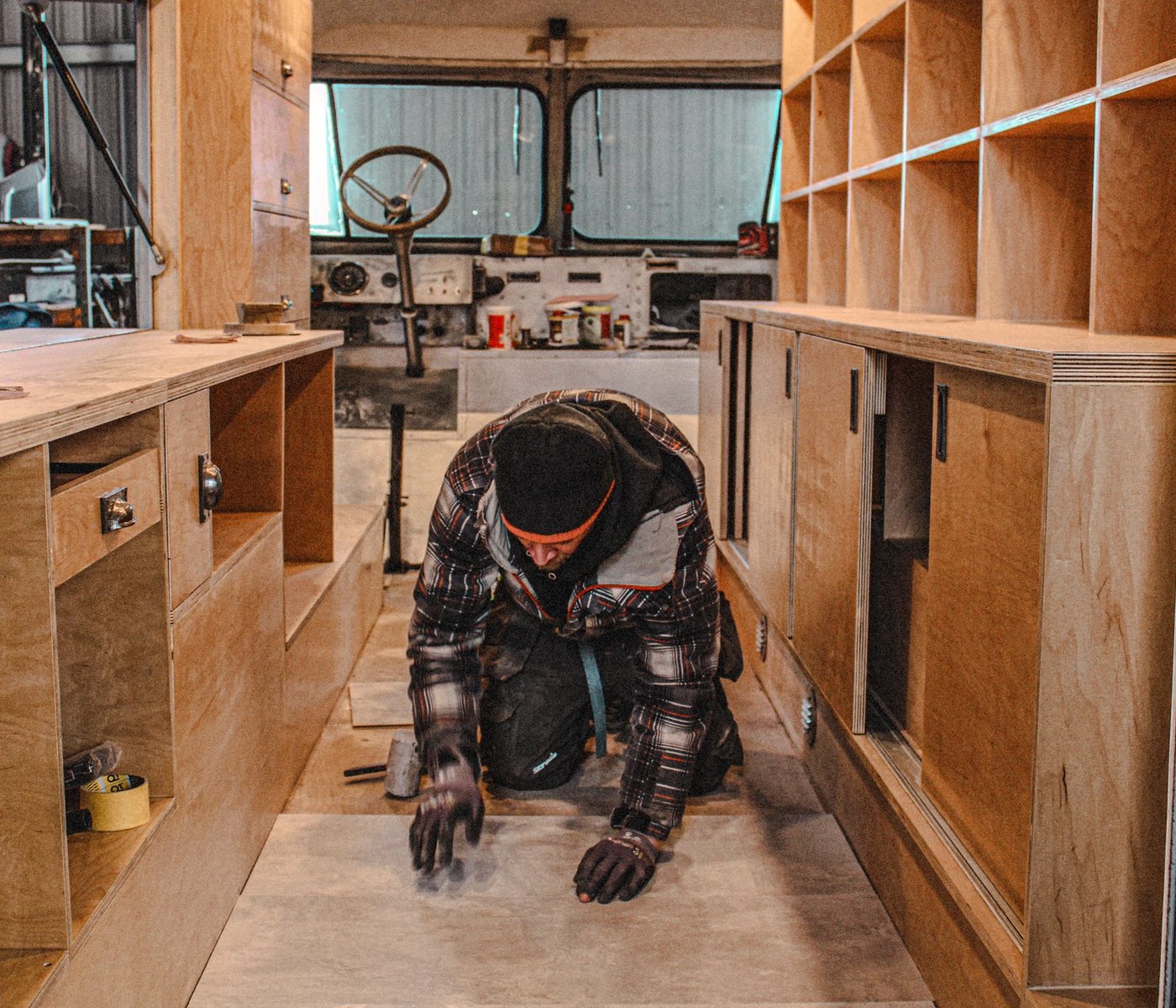 Workshop with shelves
