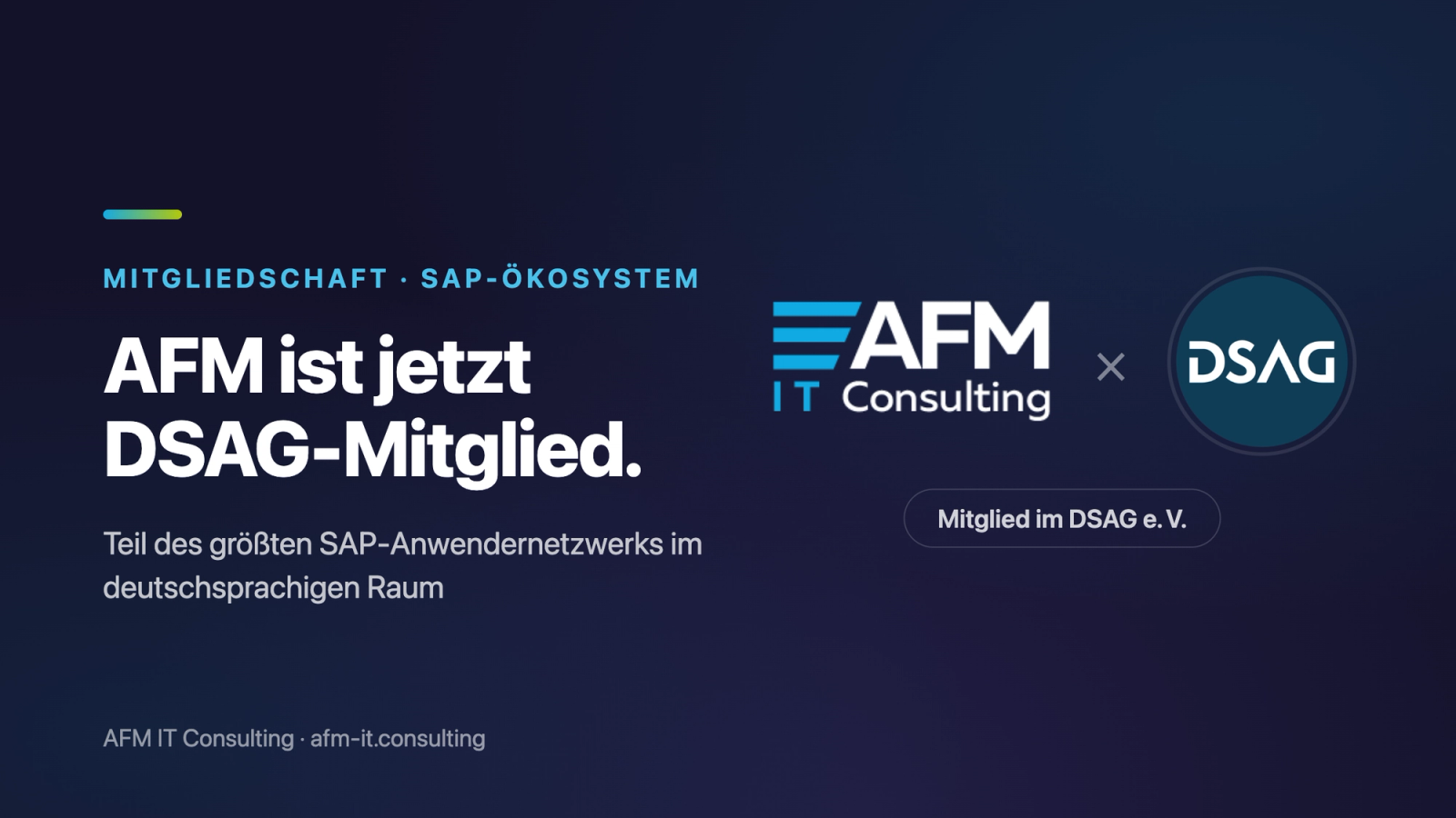 AFM IT Consulting ist Mitglied der DSAG – Deutschsprachige SAP-Anwendergruppe e. V.