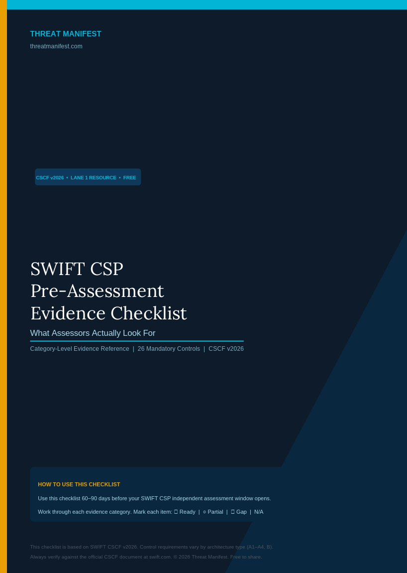 SWIFT CSP Pre-Assessment Evidence Checklist