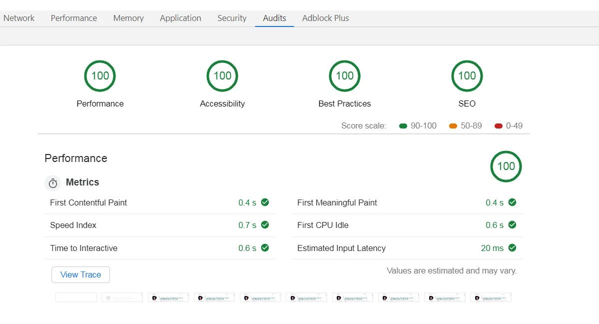 Accessibility and Lighthouse audits