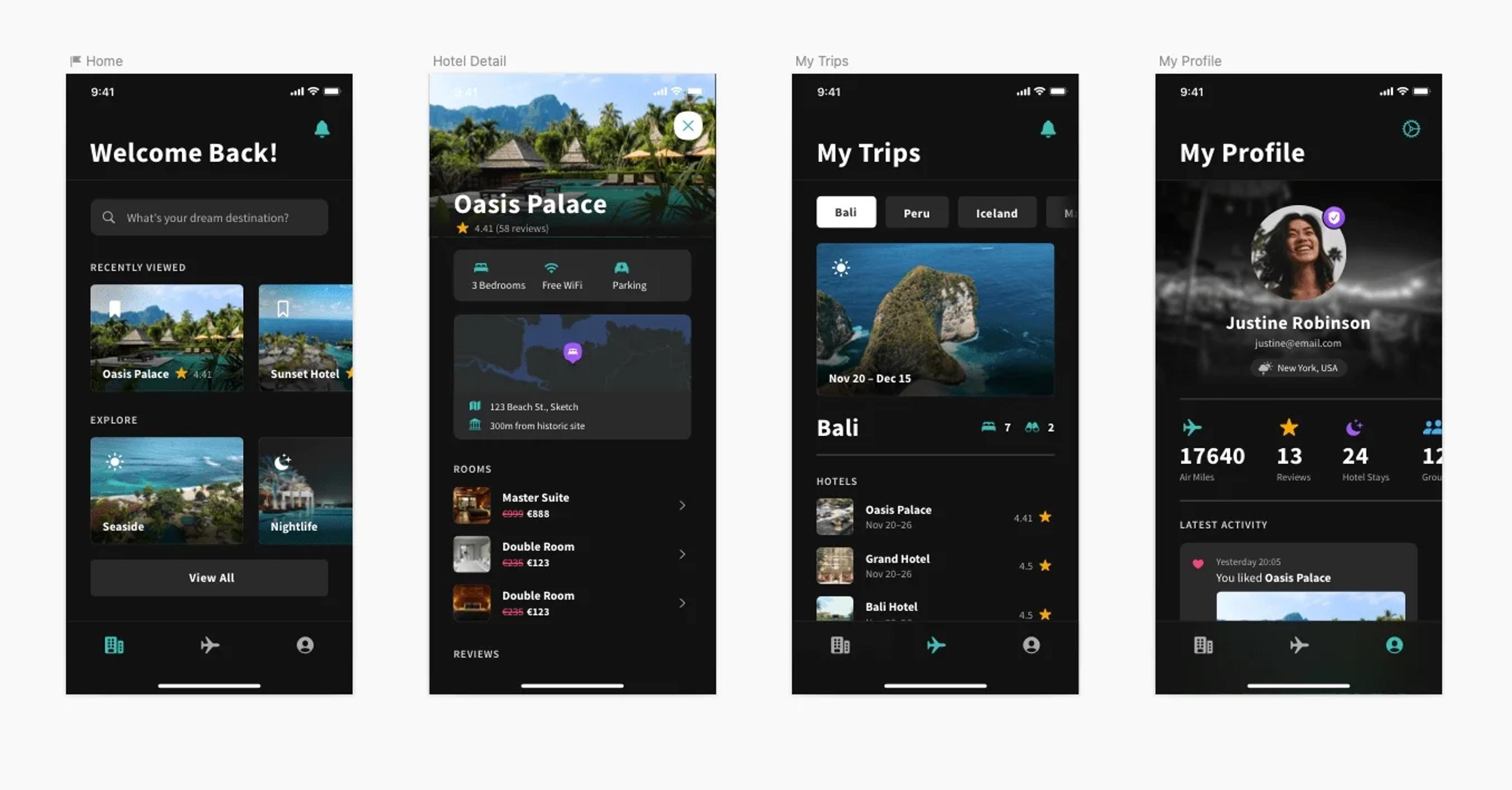 High-fidelity wireframes