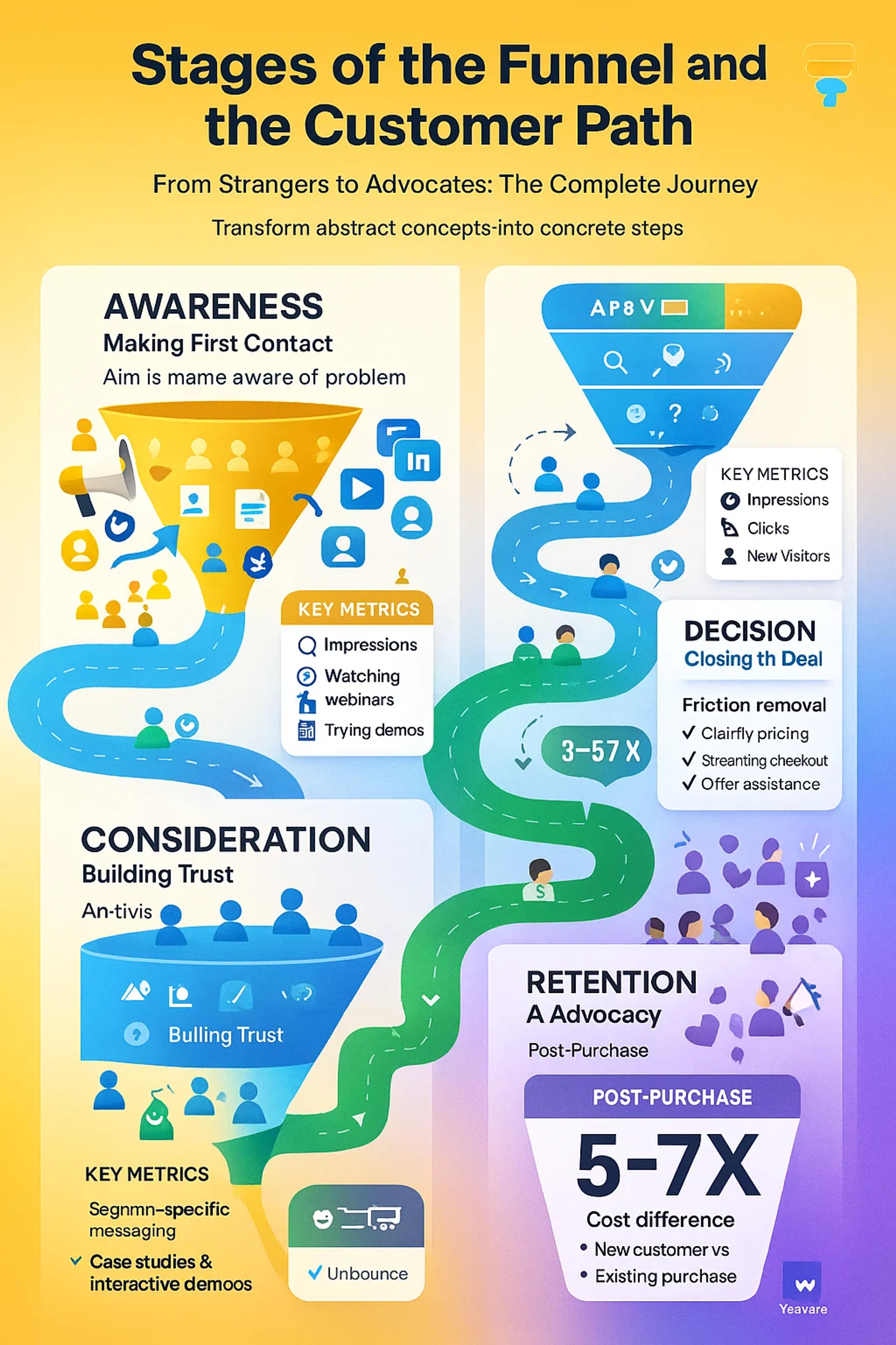 Stages of the funnel and the customer path
