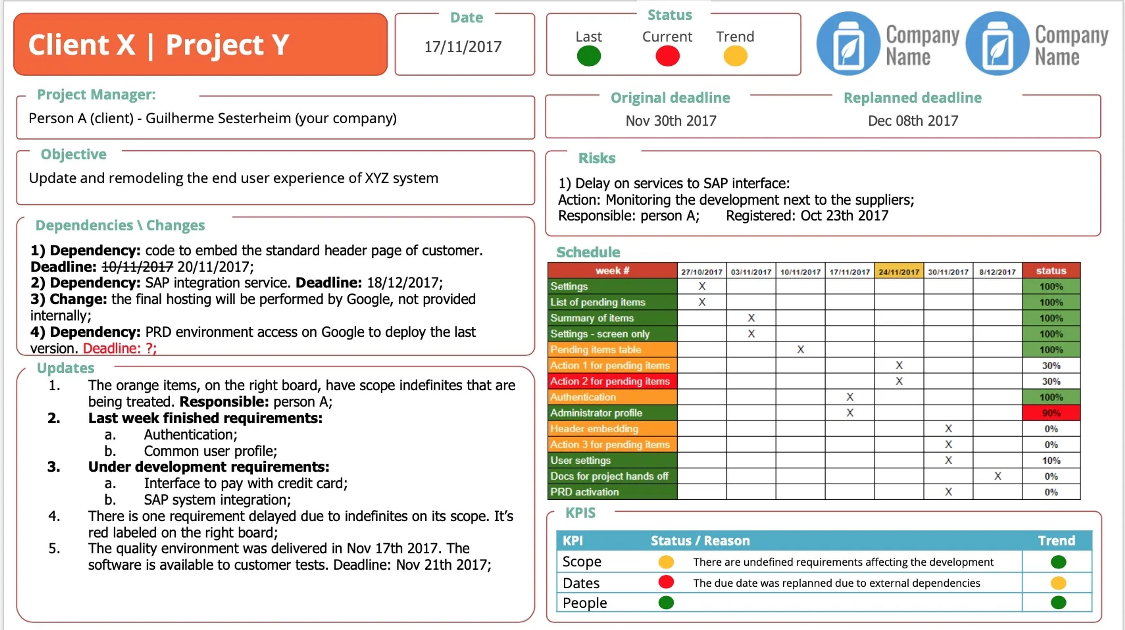 What is a status report?