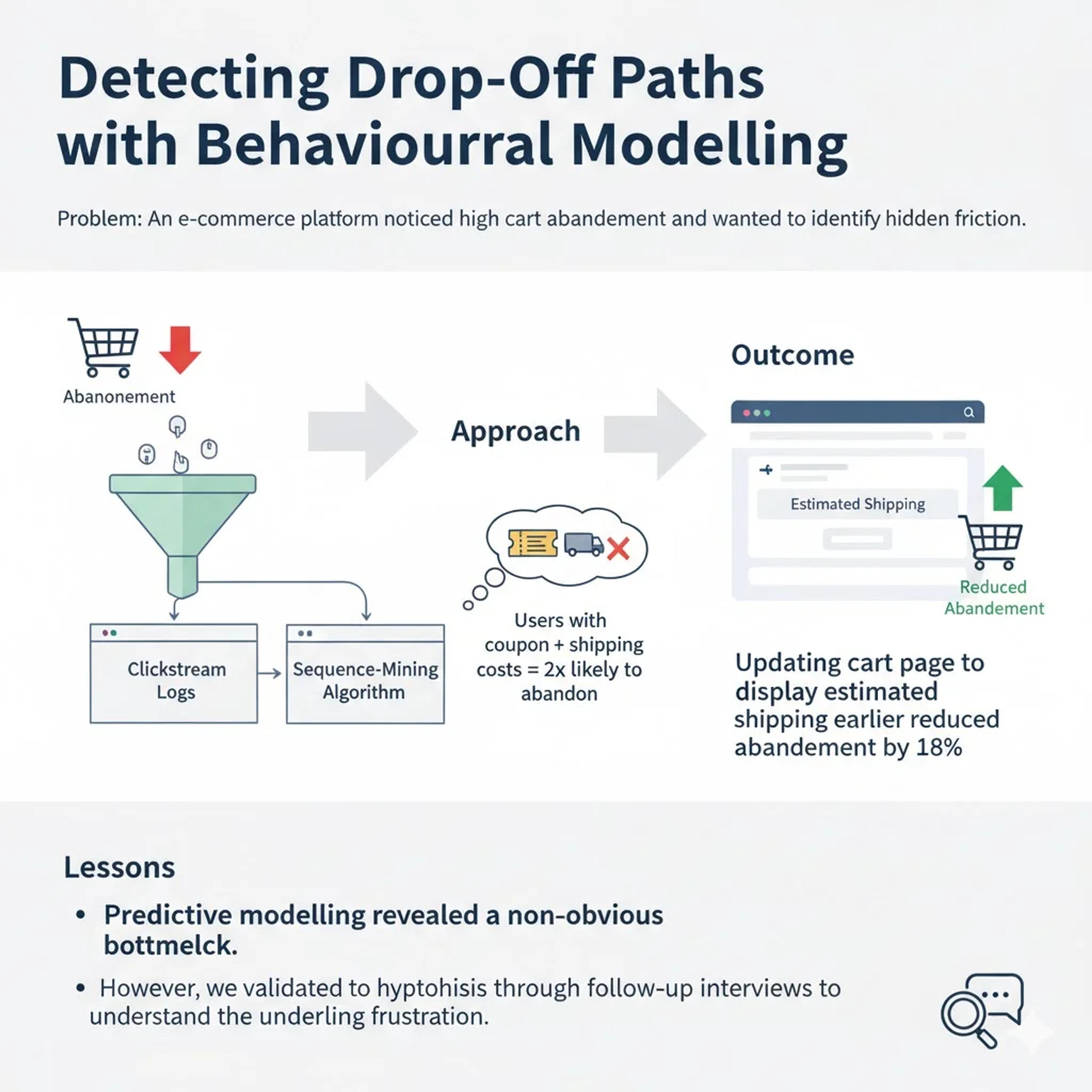 Detecting drop‑off paths with behavioural modelling