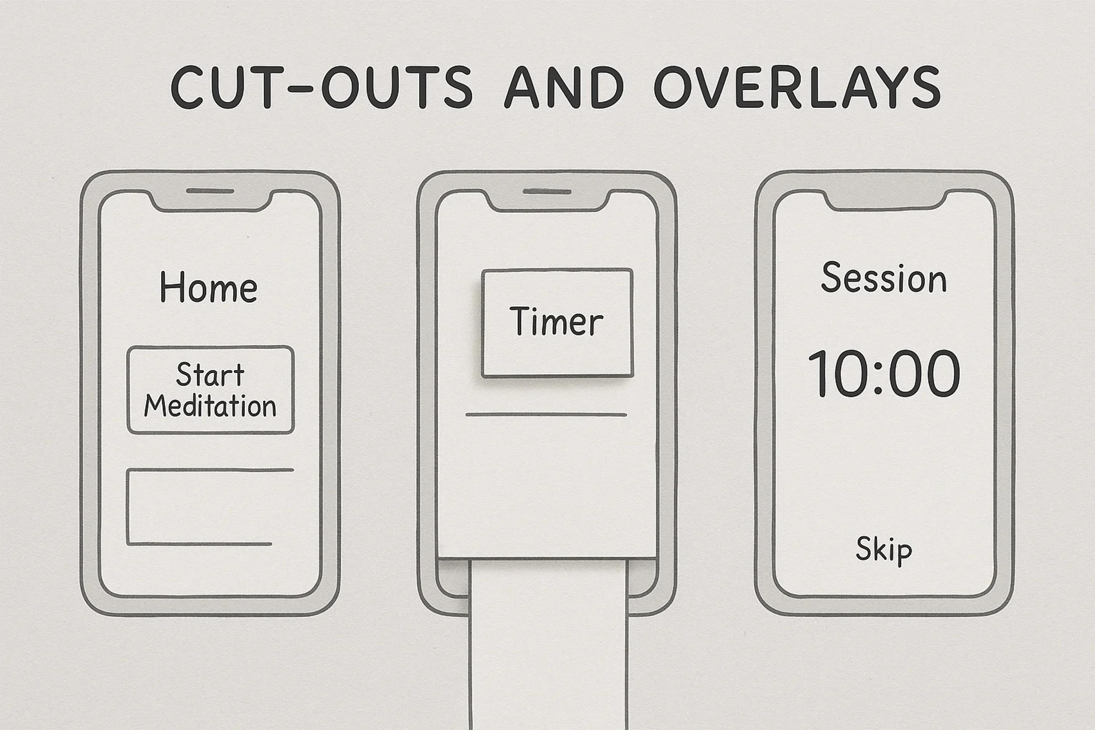 Mobile app example: cut‑outs and overlays