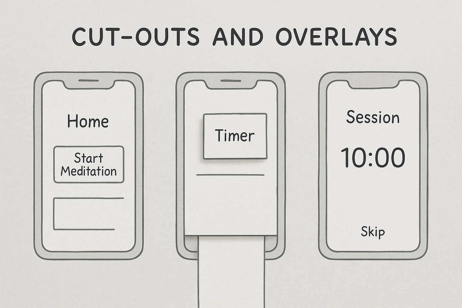 Mobile app example: cut‑outs and overlays