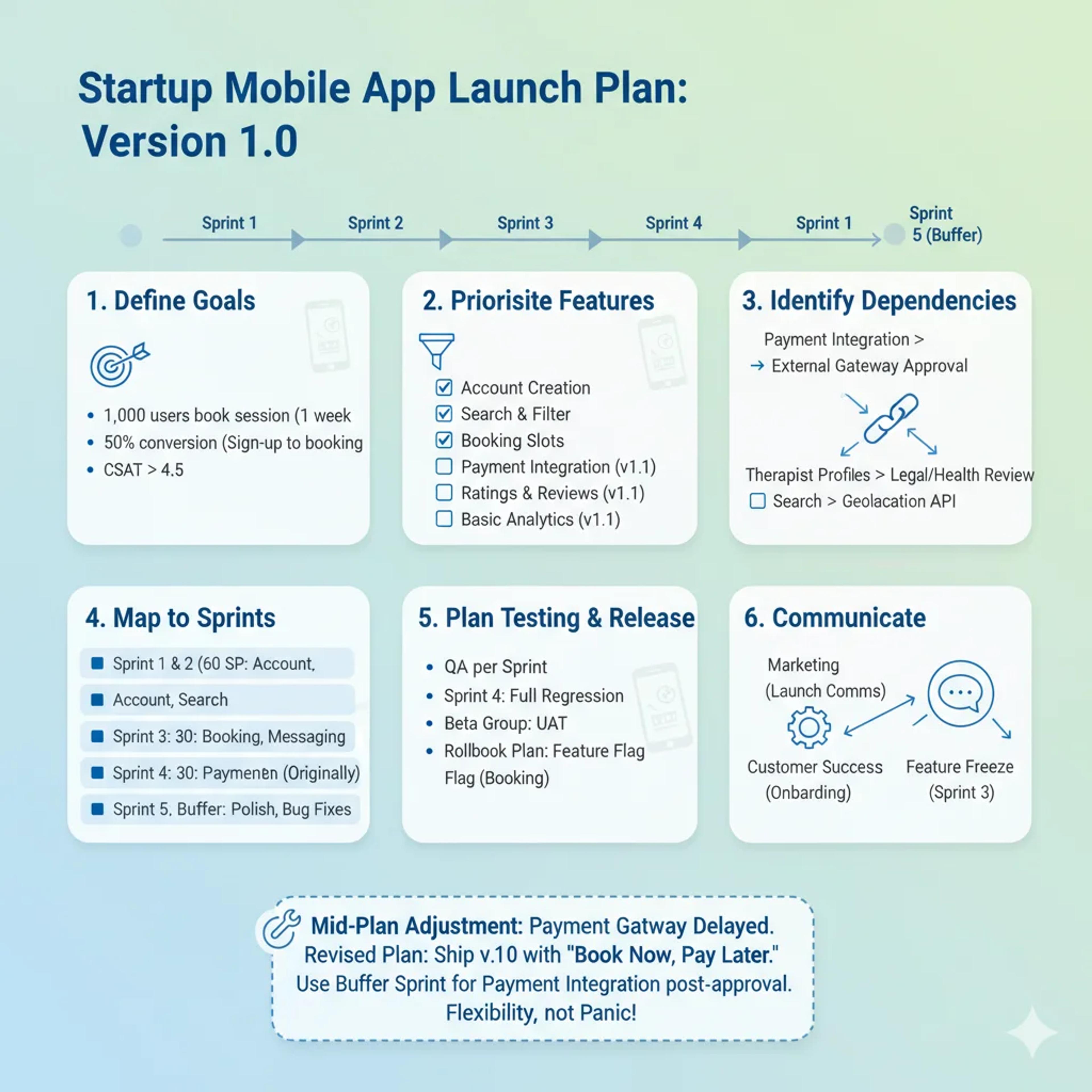 Example: planning the v1.0 release of a mobile app