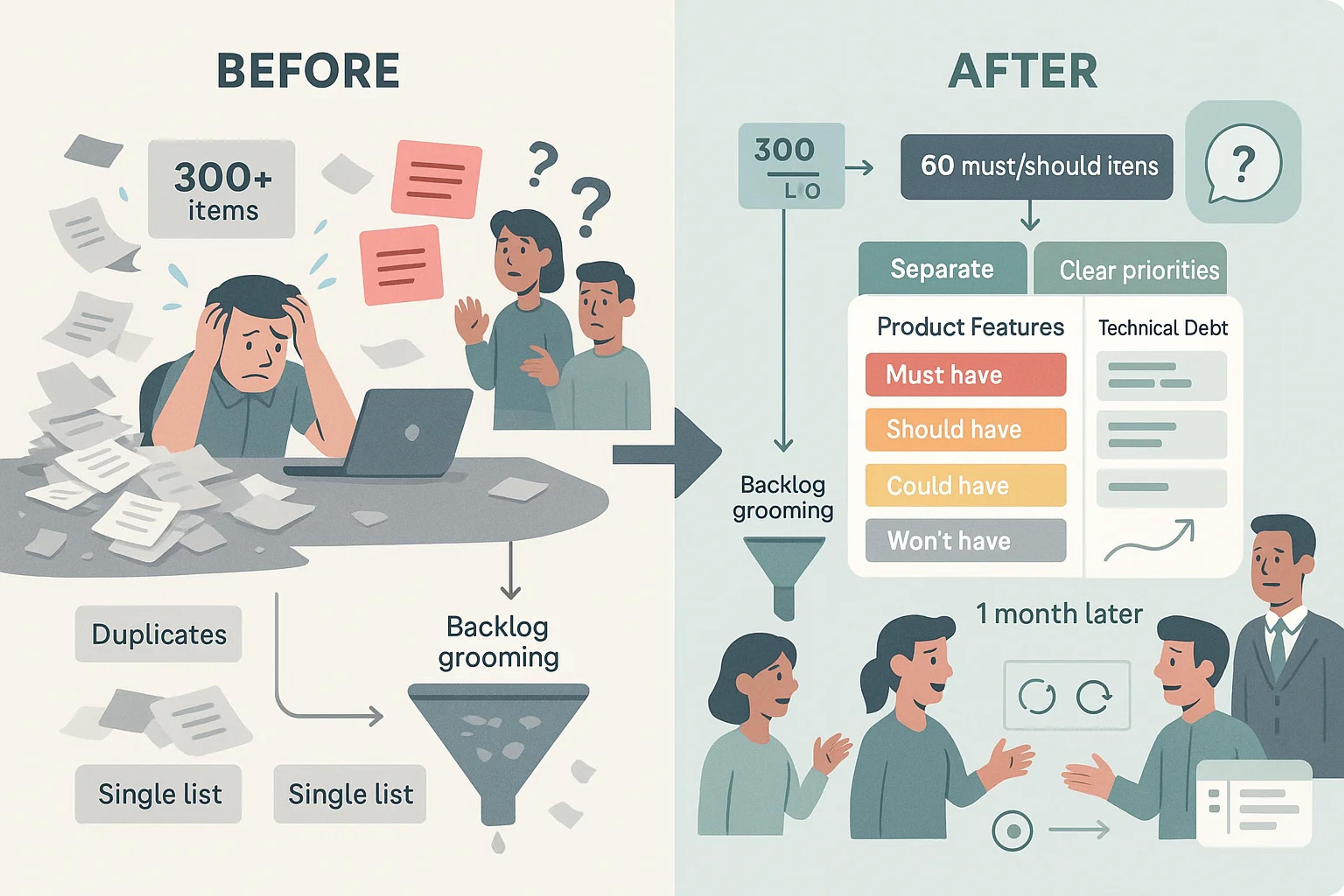 A product team prioritising user requests