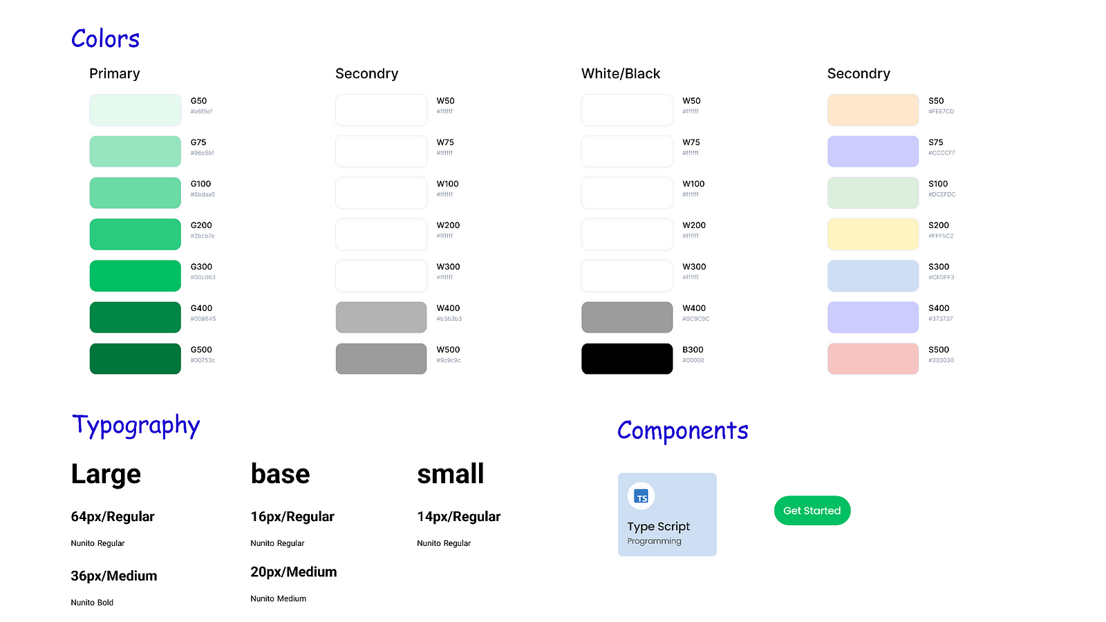 UI design system color palette and typography