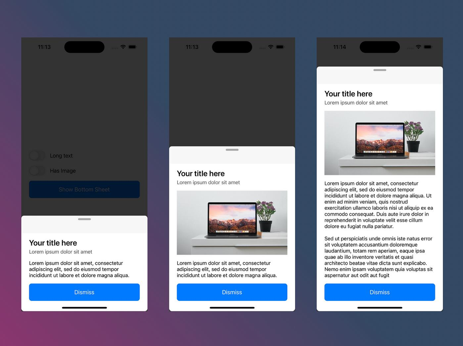 Examples of bottom-sheet and modal survey interfaces in mobile applications.