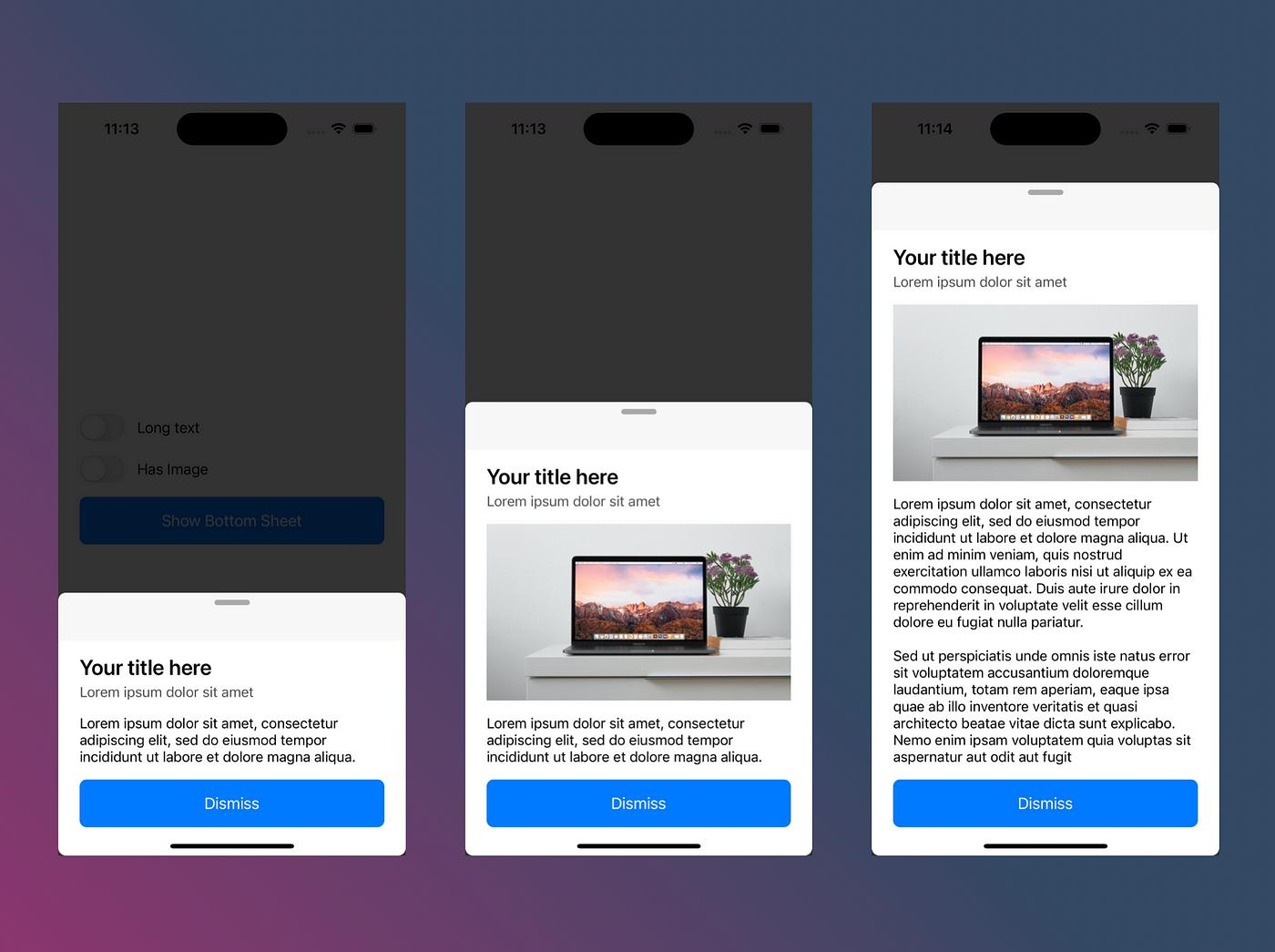Examples of bottom-sheet and modal survey interfaces in mobile applications.
