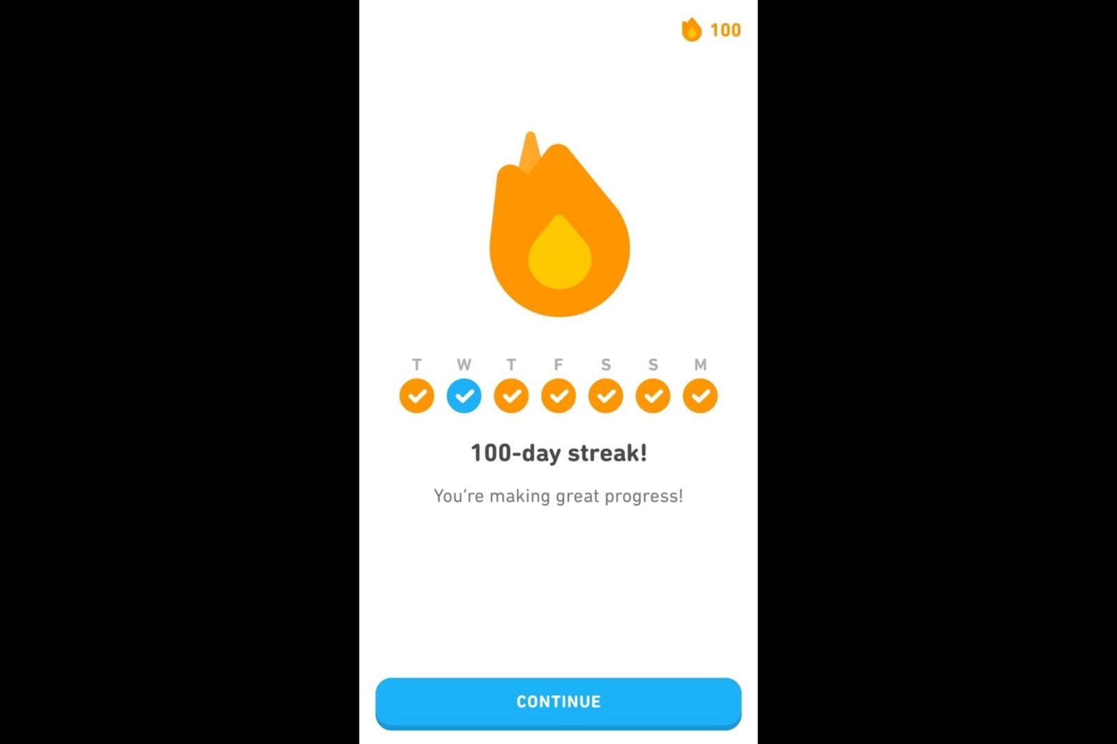 Duolingo home screen displaying active learning streak, lesson path, and daily progress indicators.