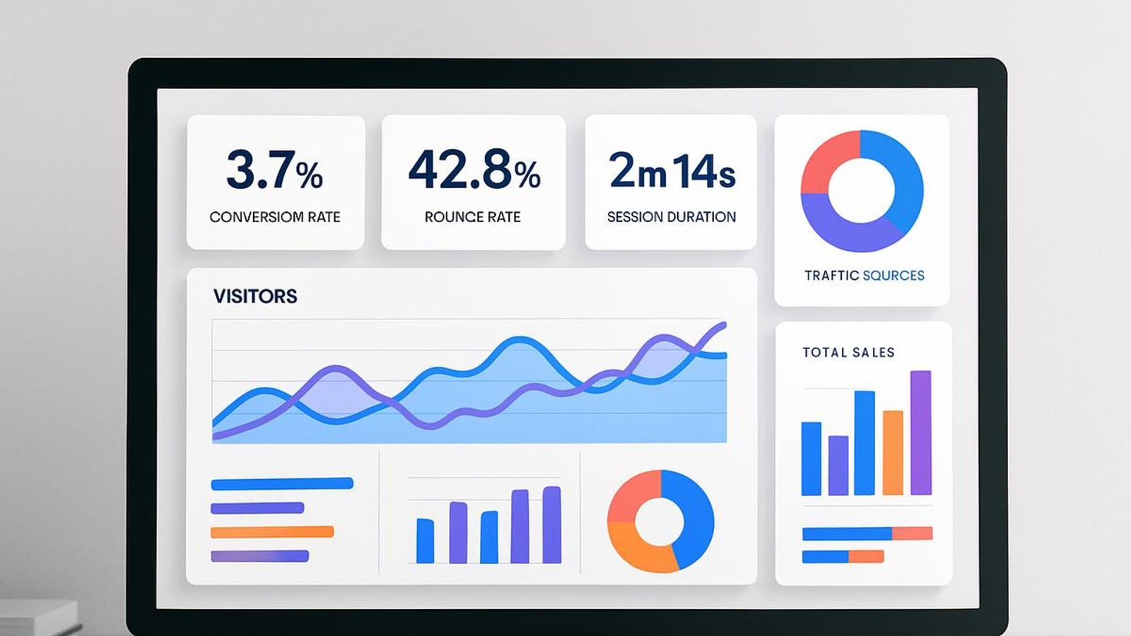 Analytics dashboard showing user engagement and conversion metrics.
