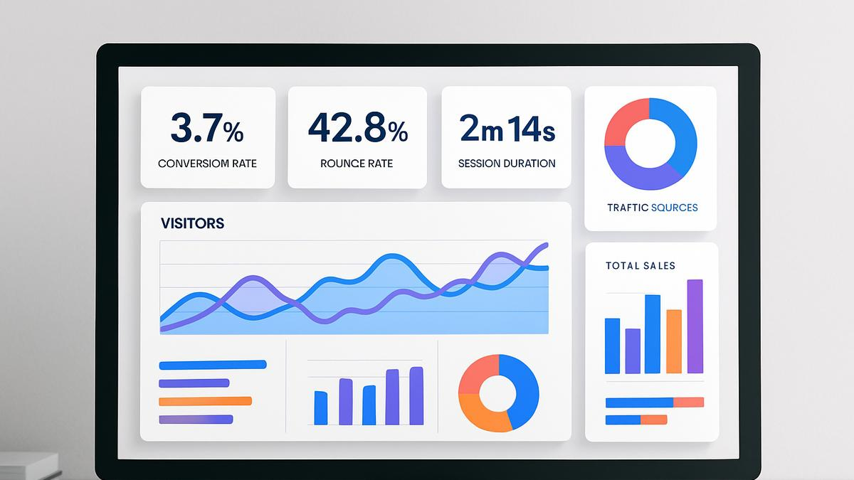 Analytics dashboard showing user engagement and conversion metrics.