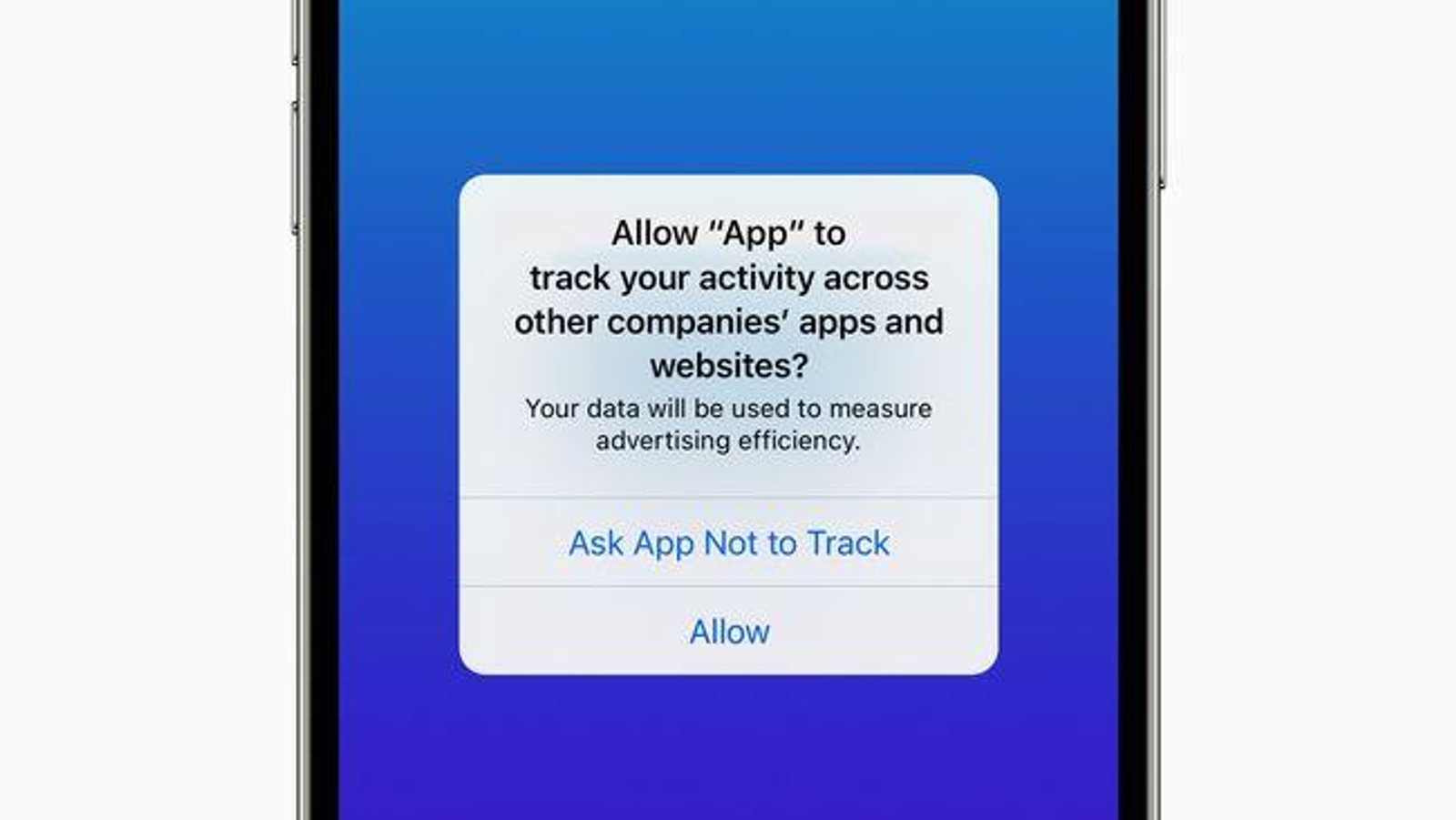 Apple App Tracking Transparency permission prompt on iPhone
