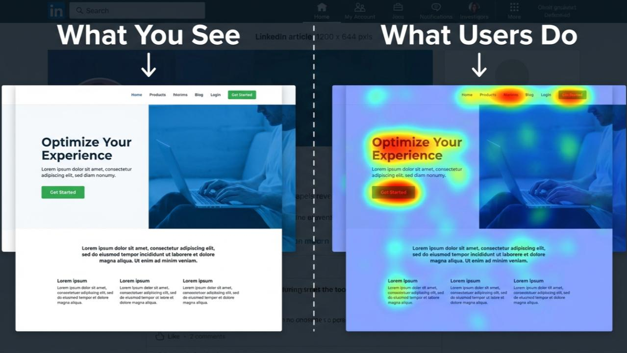 Eye-tracking heatmap demonstrating banner blindness behavior.