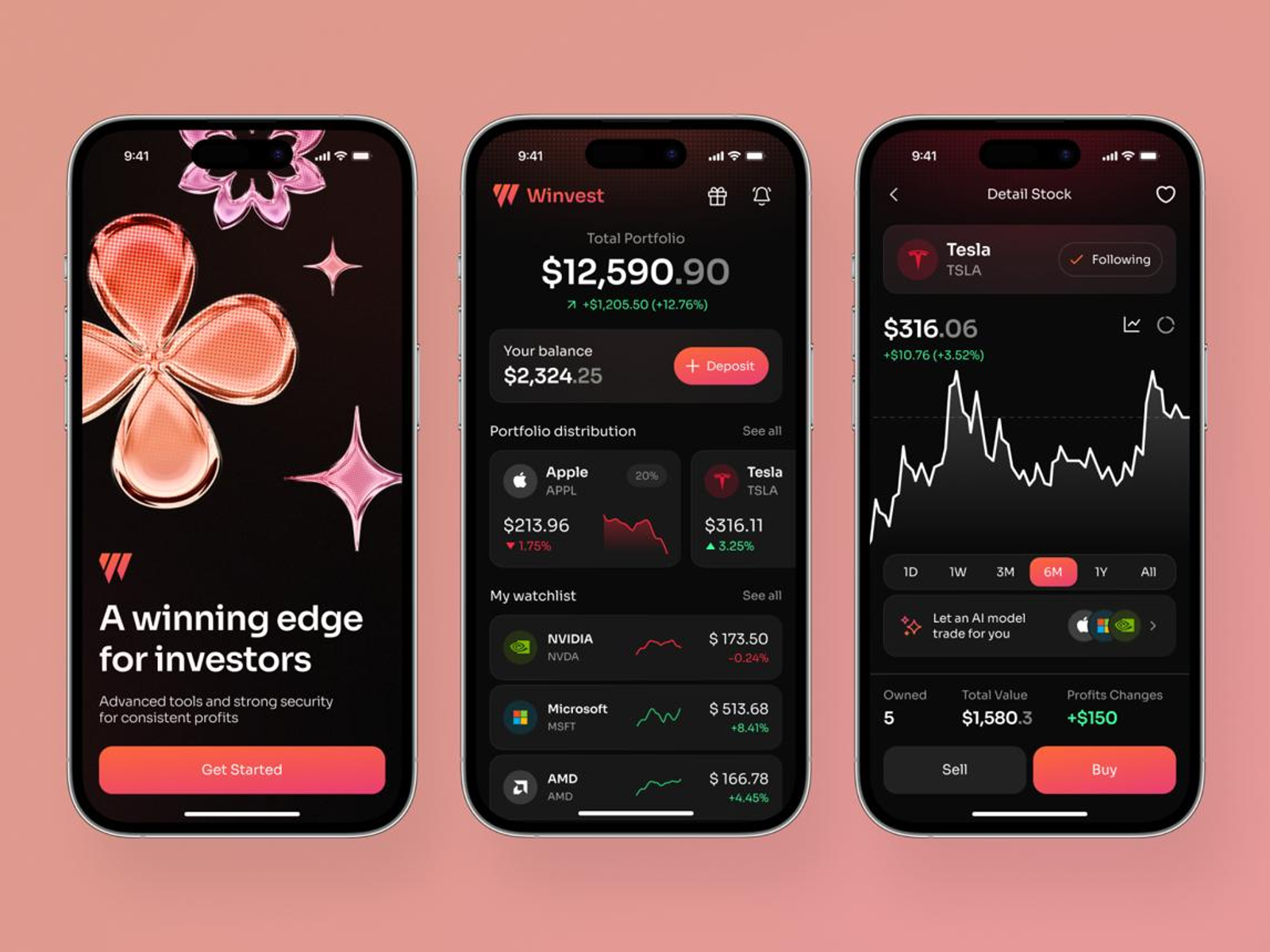 Mobile portfolio tracking dashboard displaying investment performance, asset allocation, and financial goals. The screen represents a high-value app feature that users may stop engaging with despite remaining active in the app.