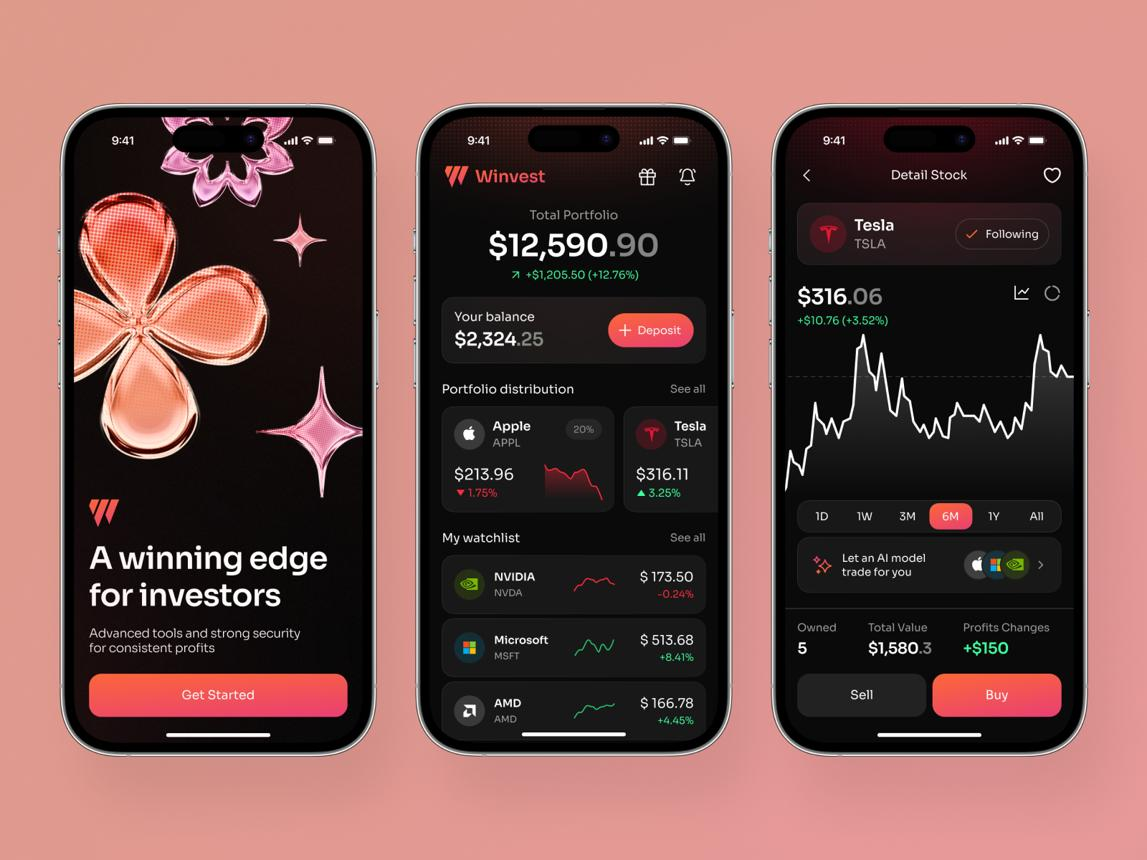 Mobile portfolio tracking dashboard displaying investment performance, asset allocation, and financial goals. The screen represents a high-value app feature that users may stop engaging with despite remaining active in the app.