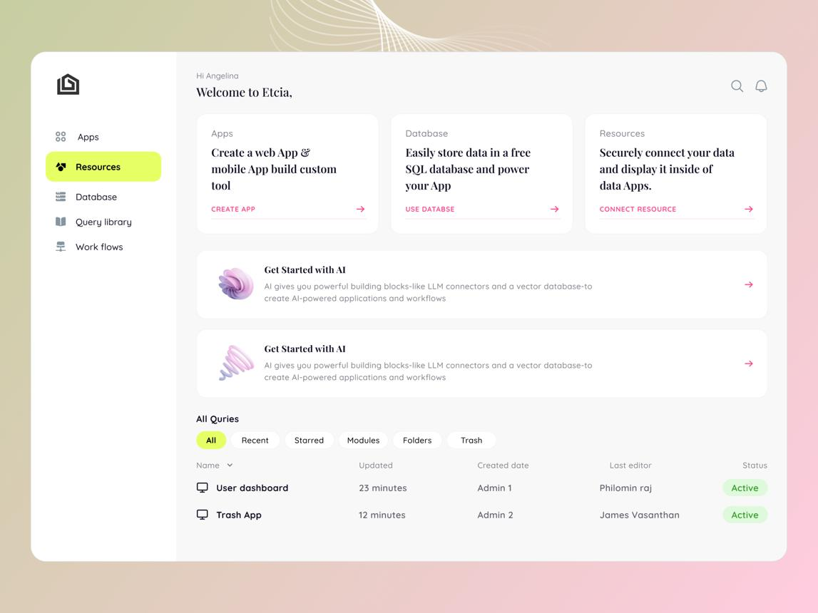 AI-generated web app builder interface using prompts and automation.