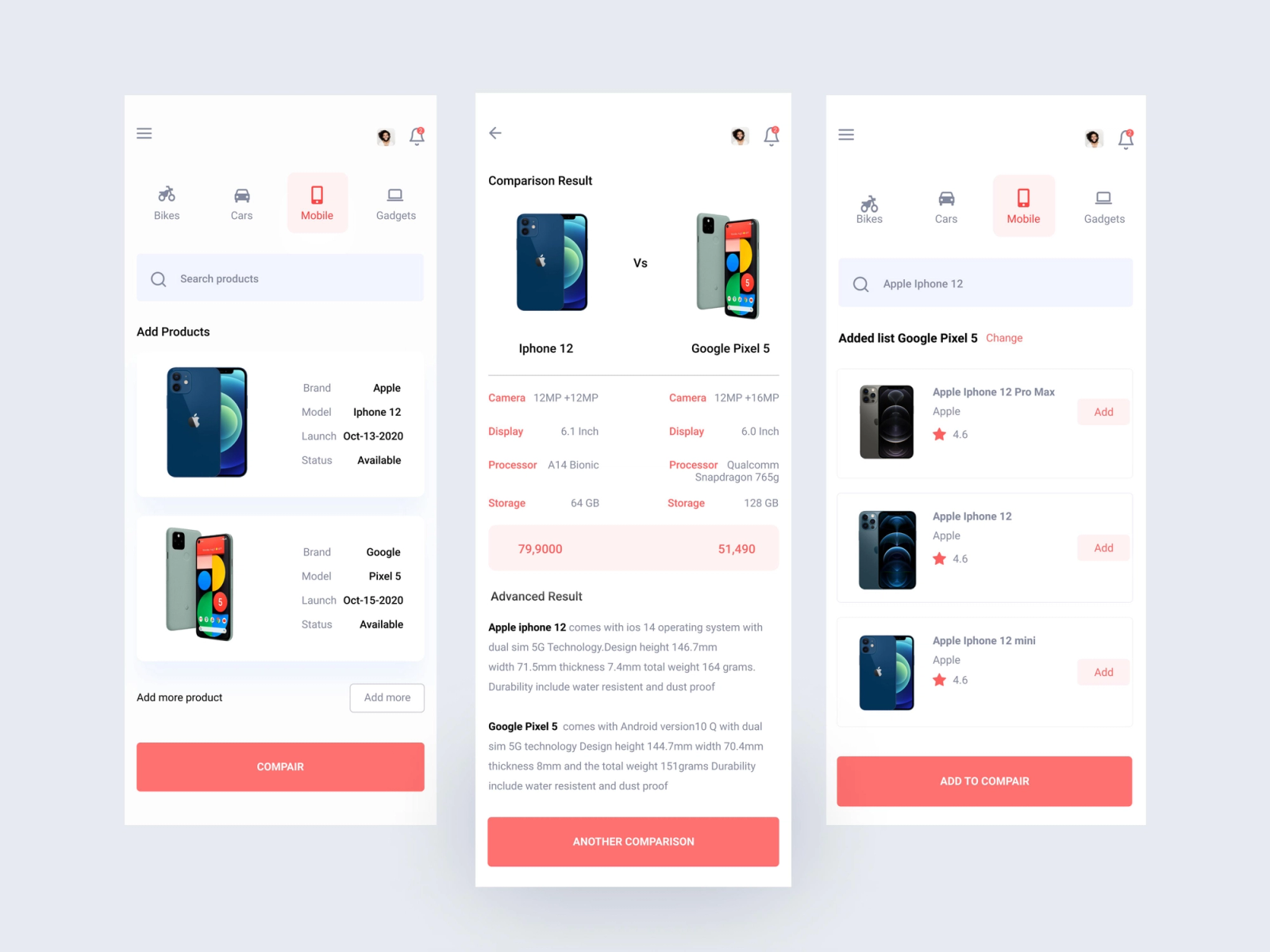 Mobile user revisiting product information during a comparison or re-evaluation process.