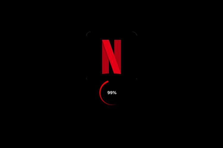 Netflix mobile loading screen showing buffering and delayed content loading during unstable network conditions.