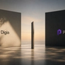 Hero image comparing Digia and Plotline. A minimalist architectural scene features two opposing concrete walls, with the Digia logo on the left and the Plotline logo on the right. A single vertical stone pillar stands centered between them against a warm horizon, symbolizing the architectural differences between the two in-app experience platforms.