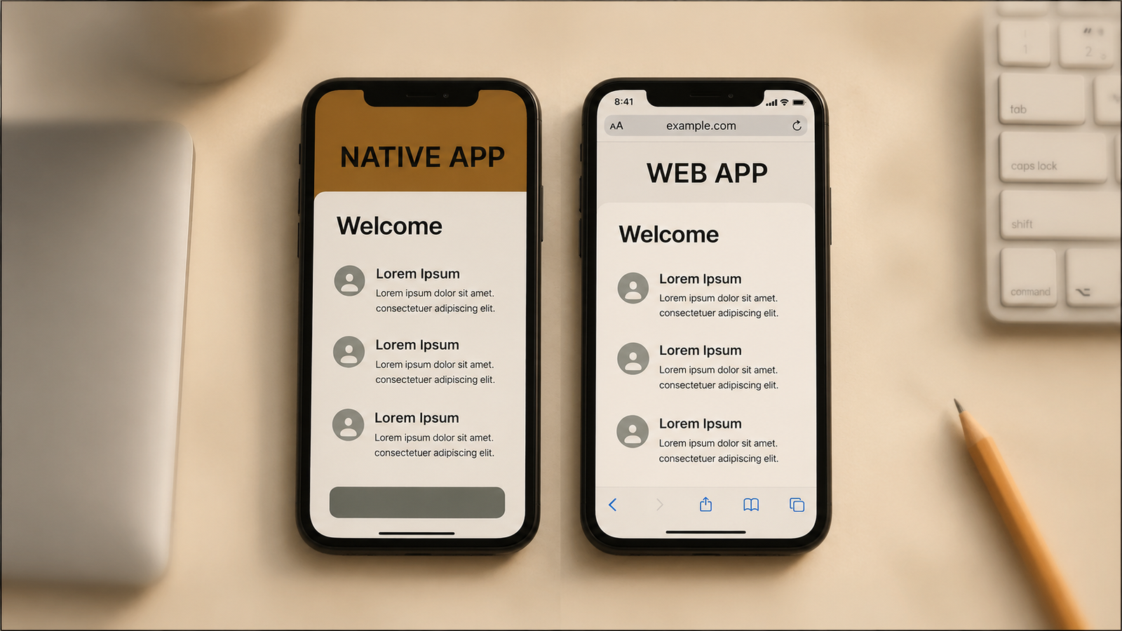 Comparison of web interface and native mobile application interfaces