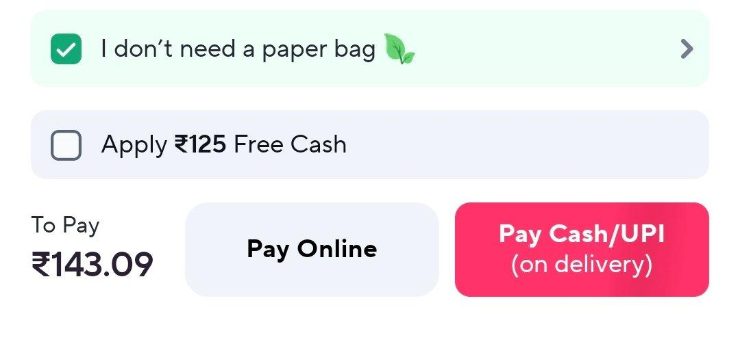 Zepto shopping cart displaying order summary, delivery estimate, and checkout button.