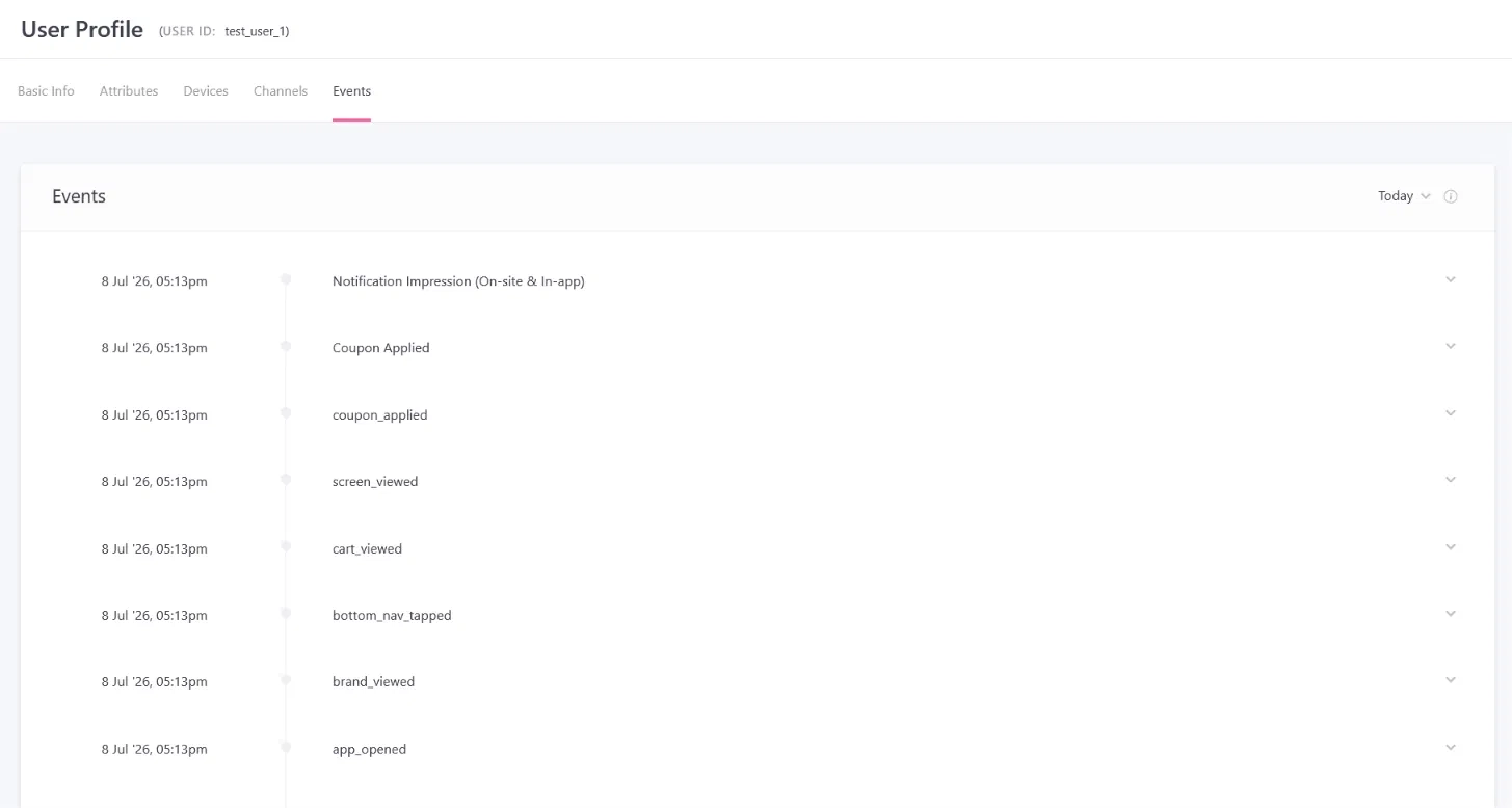 Events triggered by the user.