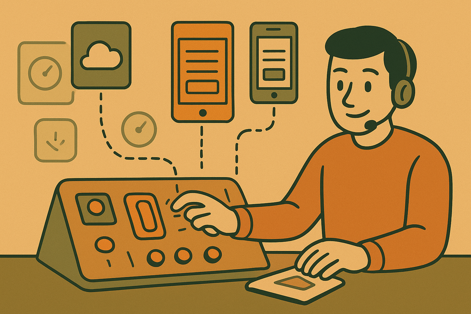 Animated dev controlling cloud