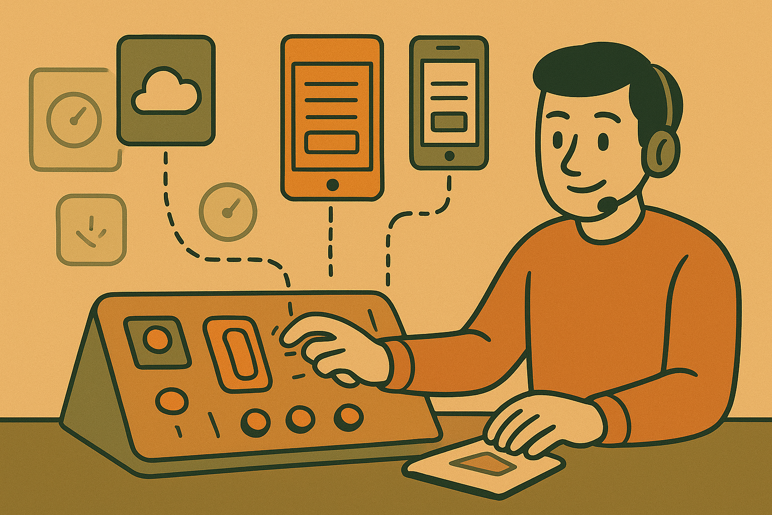 Animated dev controlling cloud