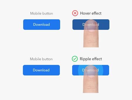 Mobile button tap ripple effect showing responsive touch feedback interaction