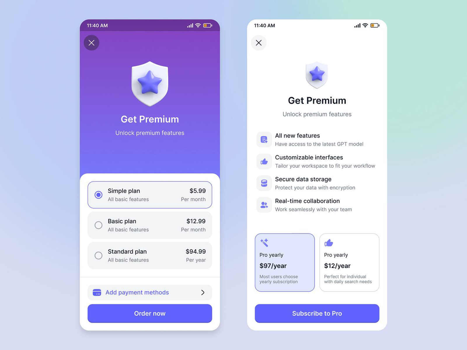 Native bottom sheet upsell appearing after a high-intent action inside a mobile app.