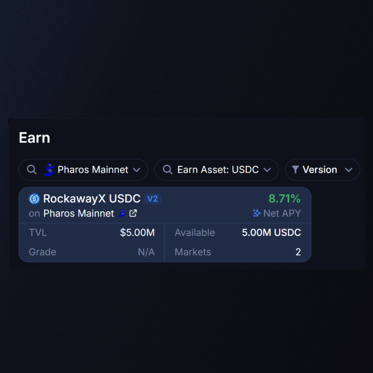 Earn page filtered for Pharos