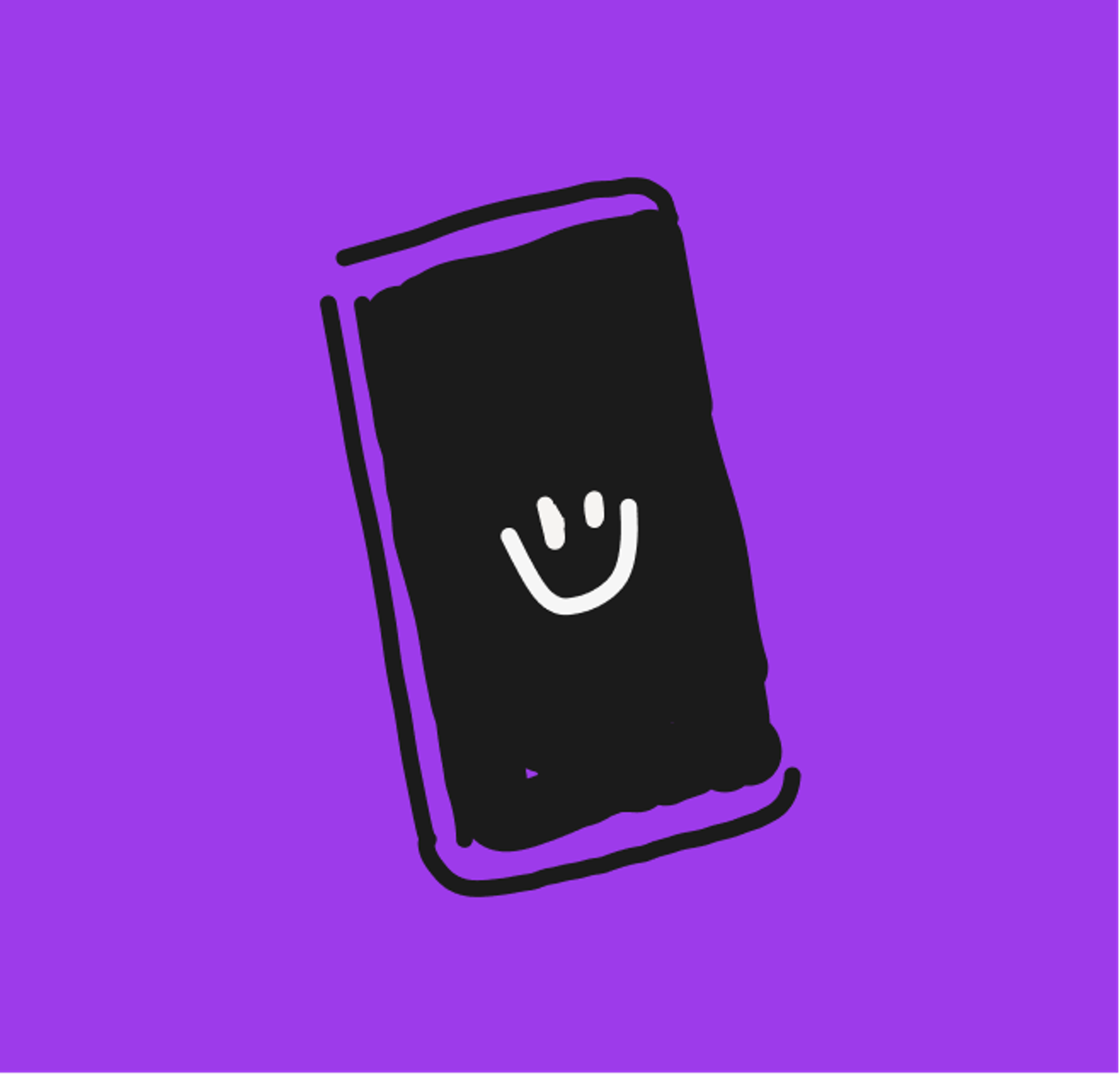 Hand-drawn illustration of a smile on a smartphone
