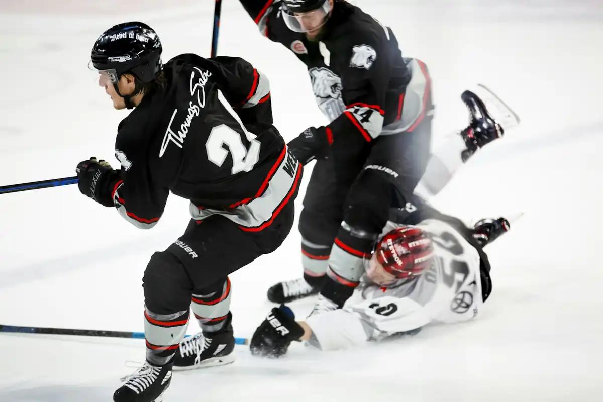 A hockey player in action on the ice