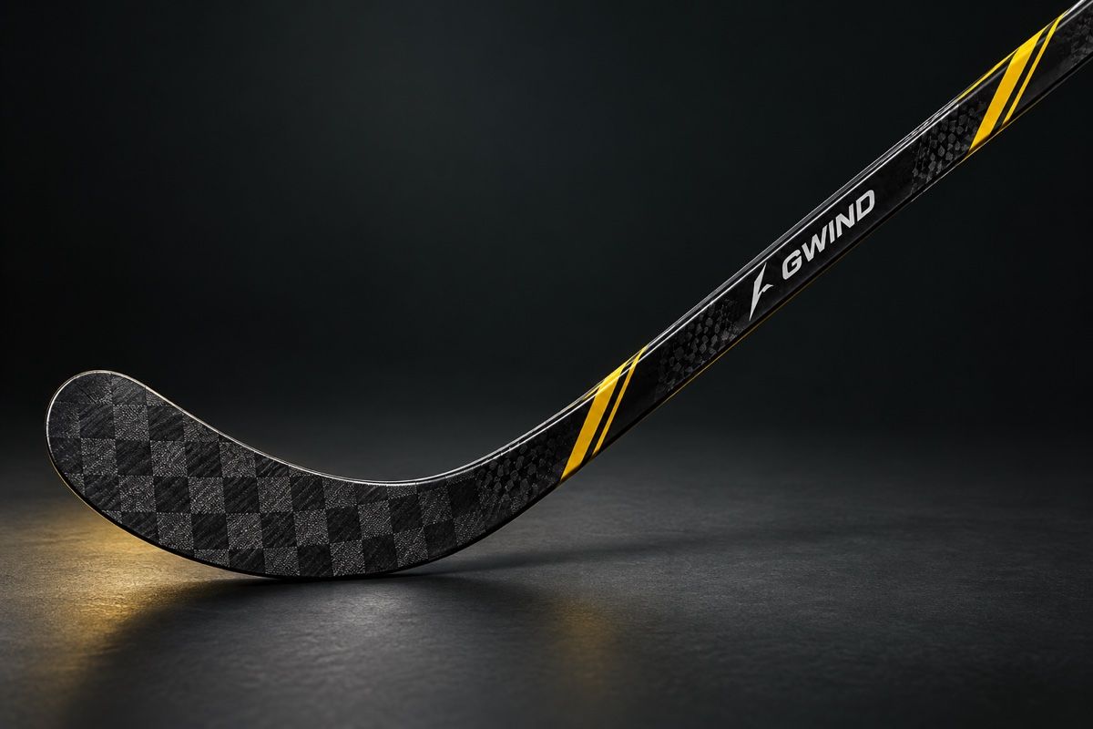 GWIND carbon hockey stick in a sculpted studio-lighting concept