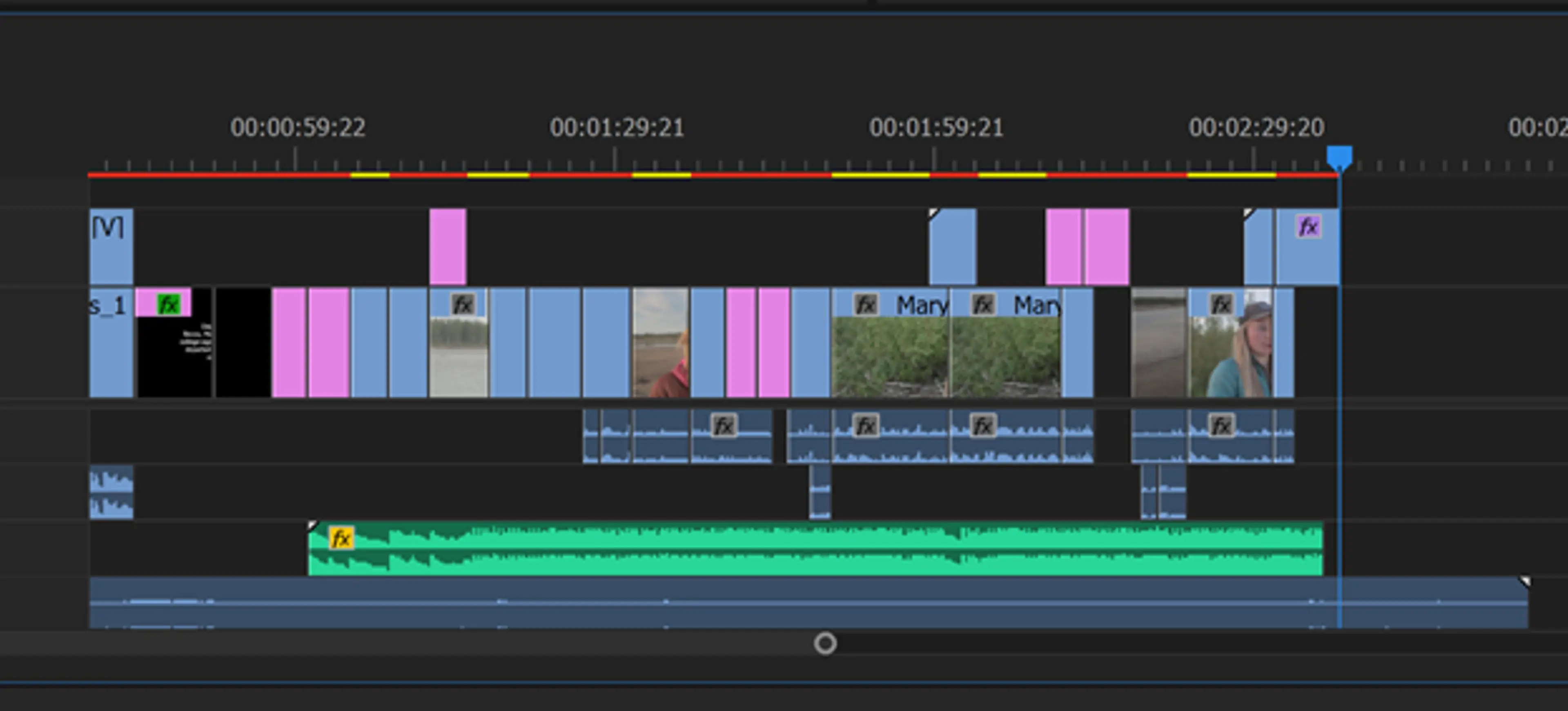 A standard video editing timeline